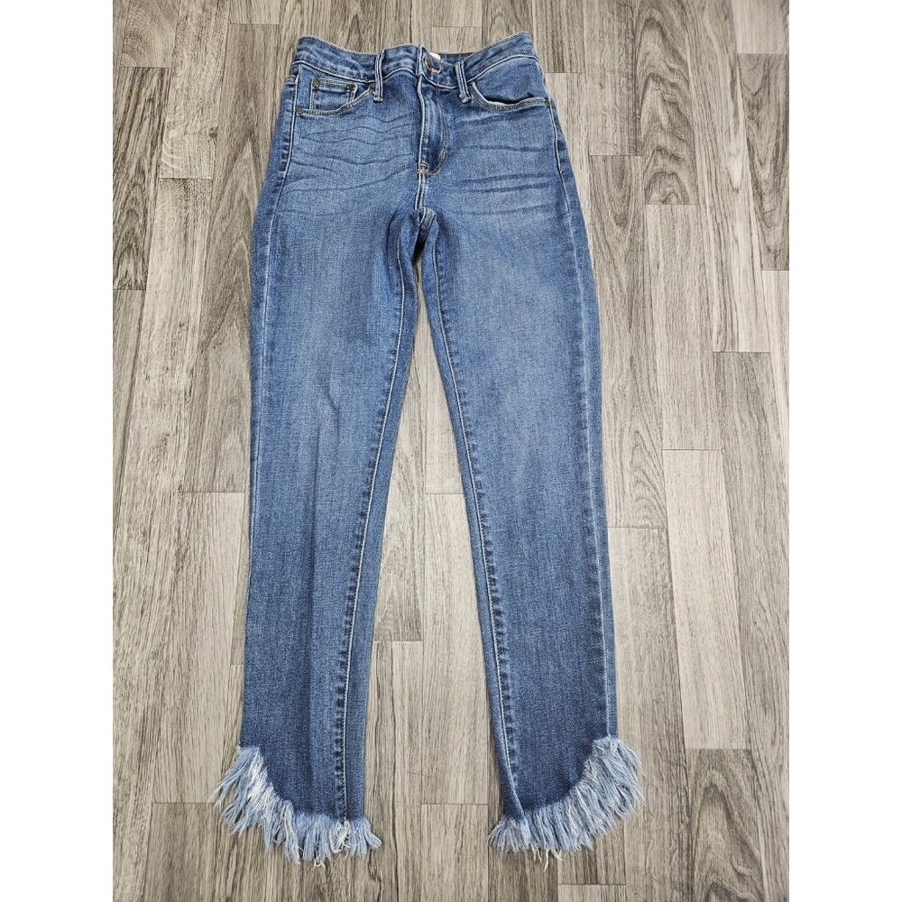 Just‎ Black Denim Jeans Womens 25 Blue Frayed Hem Straight Leg